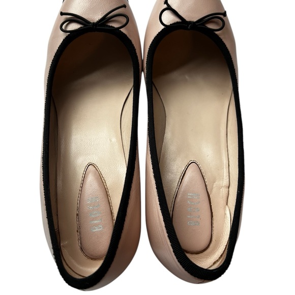 Bloch Blush Pink with Black Cap Toe Ballet Style Mini Wedge Heels Size 39.5 - Picture 3 of 11